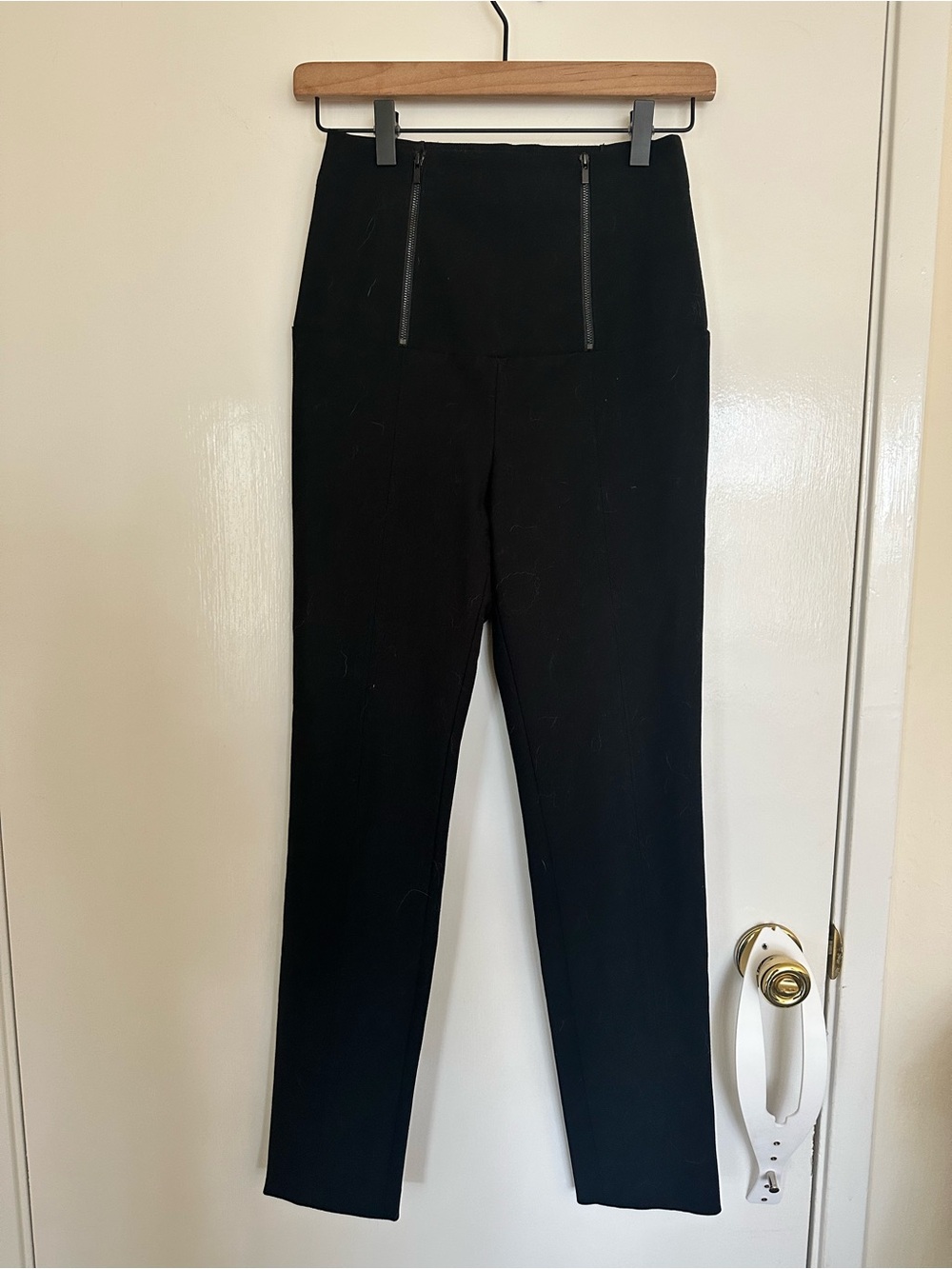 Women’s Tibi High-Waist Black Ponte Slim Pants, Size 00